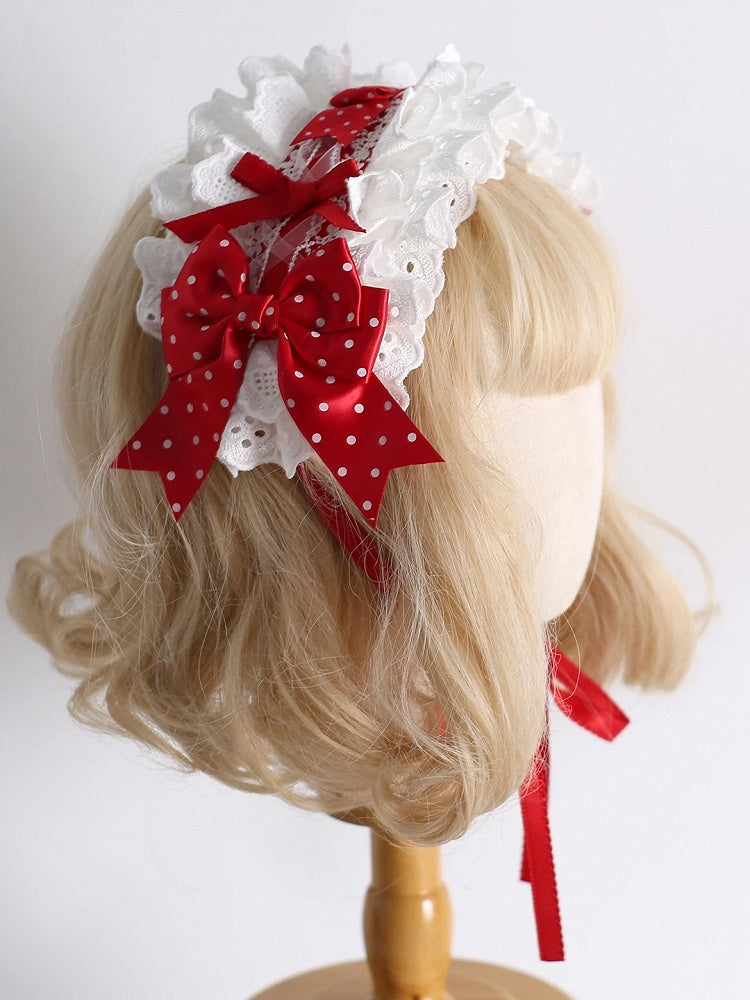 Strawberry-Themed Lace Lolita (White Accent) Set 4-Color Hairband