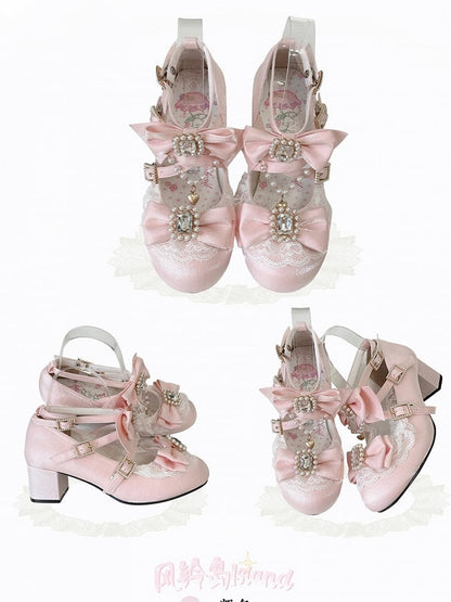 Sweet Bowknot Janes Details - Mid-Heel Mary Pink Lolita