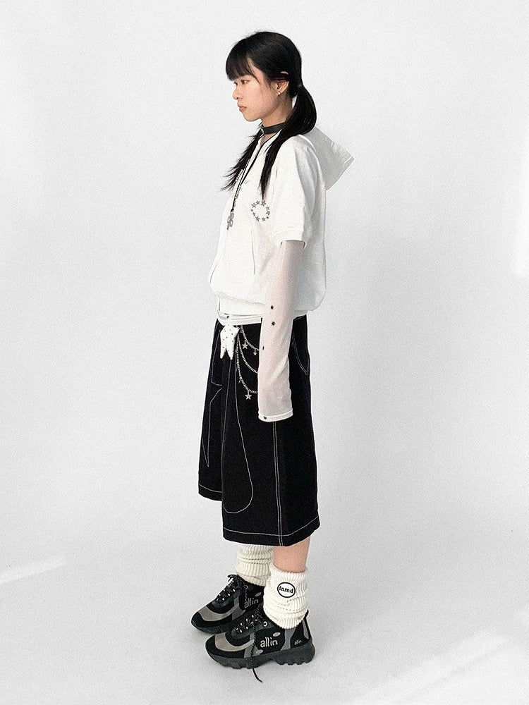 Black Star & Raindrop Line Wide-Leg Pants - innomoood innomoood | LilyVow