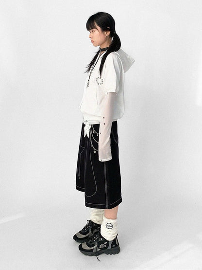 Black Star & Raindrop Line Wide-Leg Pants - innomoood innomoood | LilyVow