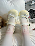 Sweet Scalloped PU Hook with Shoes and Loop Hem Strap Indoor Lolita Yellow