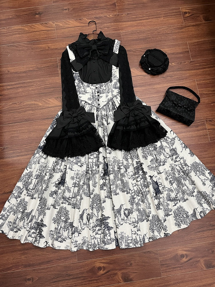 Black Bell Sleeve Lace Lolita Blouse - NnSTAR