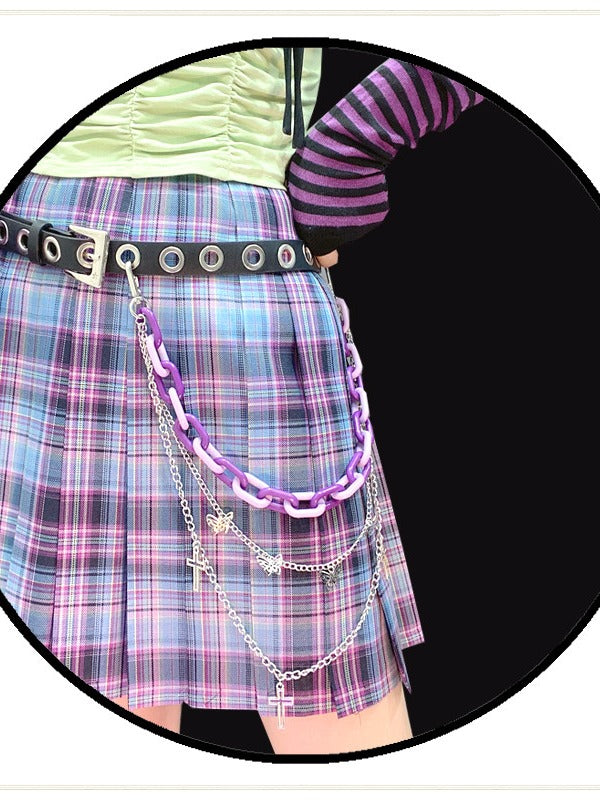 2-Color Cross and Butterfly Layered Waist Chain Set with Belt - Mr. Cat