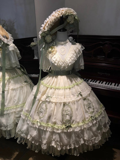 der Stickerei Voll Elegant Lily Neck Rock / von OP Lolita Kleid Set Valley Classic Edward