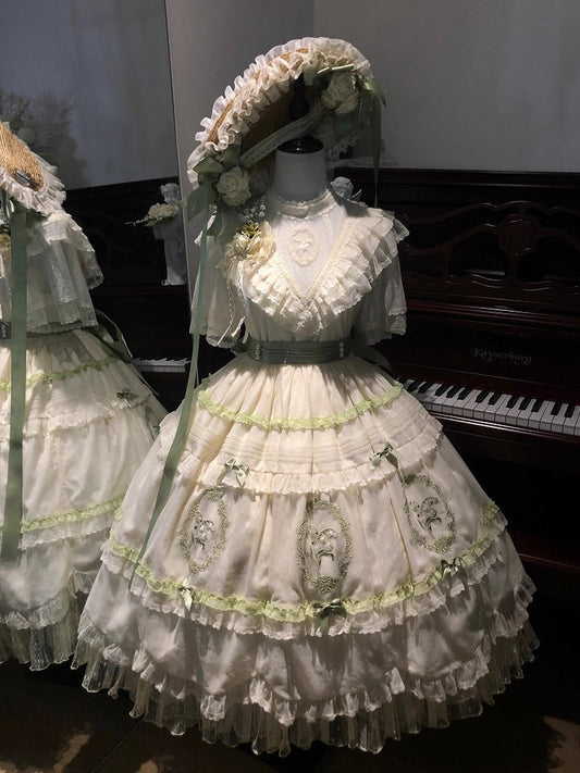 der Stickerei Voll Elegant Lily Neck Rock / von OP Lolita Kleid Set Valley Classic Edward