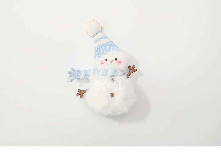 Cute Snowman Adorned White Hooded Puffer Down Jacket Bubble Silhouette