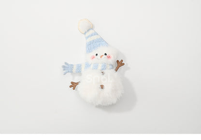 Cute Snowman Adorned White Hooded Puffer Down Jacket Bubble Silhouette