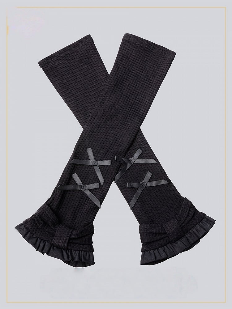 Black Faux Two-Piece Houndstooth Halter Knit Top with Arm Warmers - Fluffy Heart