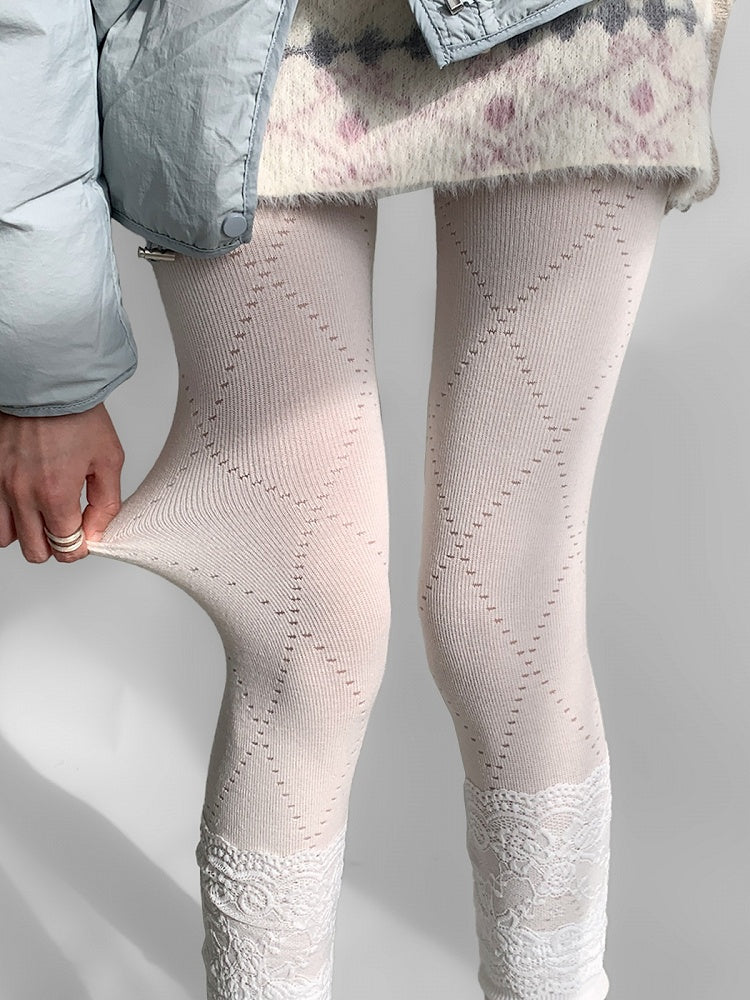 Tights Diamond Patterned Knitted Colors 4