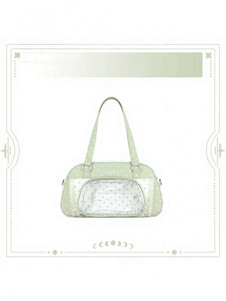 Green Ruffle Polka Dot Ita Shoulder Bag