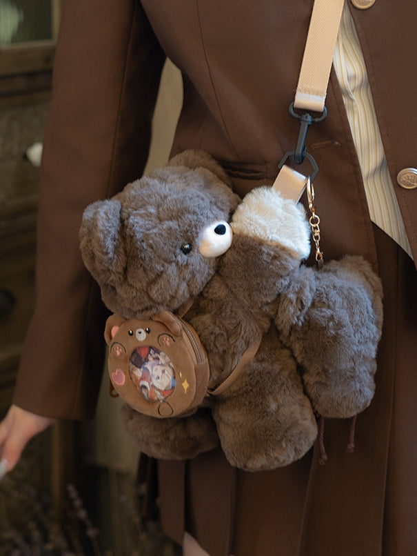 Schlüsselanhänger Plüsch Klein/Mittel/Groß Tasche Braun Rucksack/Crossbody Größe Bär +