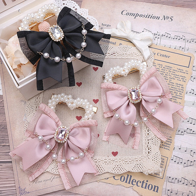 Pearl Heart Color Options Kei 3 Jirai Bowknot Hairclip Chian