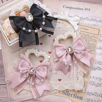 Pearl Heart Color Options Kei 3 Jirai Bowknot Hairclip Chian
