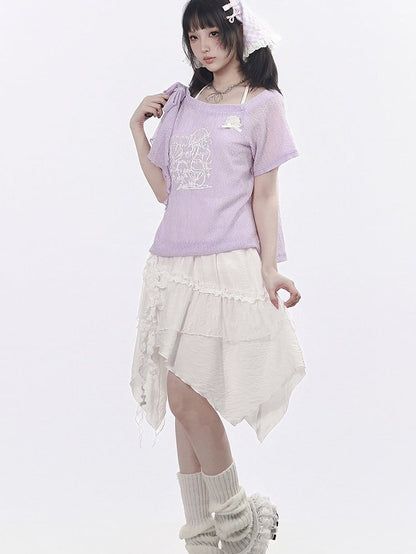 Kawaii 2-Piece Set: Asymmetrical Top & Halter - PINK SAVIOR