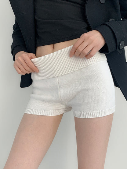 High-Waist (White) Hot Knit Shorts