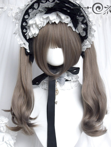 Wigs Short Wavy With Clips Ponytails Claw Two Grey