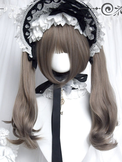 Wigs Short Wavy With Clips Ponytails Claw Two Grey