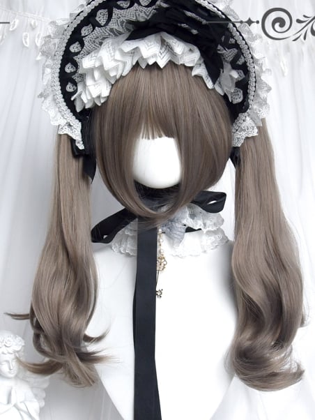 22cm Wigs Straight Bangs Short Air With Grey