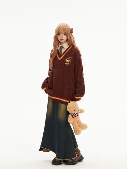 Washed Hem Denim Mermaid Skirt Vintage Blue Irregular with