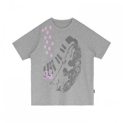 Gray Crew Neck Tee with Distressed Print - innomoood