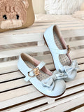 Herz Top Schleife Schnallen Himmel bei Hugging Bear Lolita Sweet Flats mit Blau