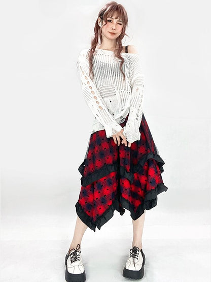 White Y2K Sun-Protective Long Sleeve Top with Asymmetrical Shoulder Design