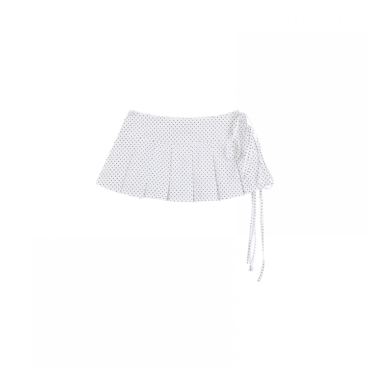 Polka Dot Box Pleat Waist Accessory and Black White