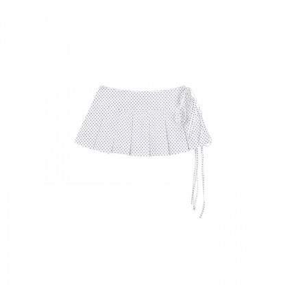 Polka Dot Box Pleat Waist Accessory and Black White