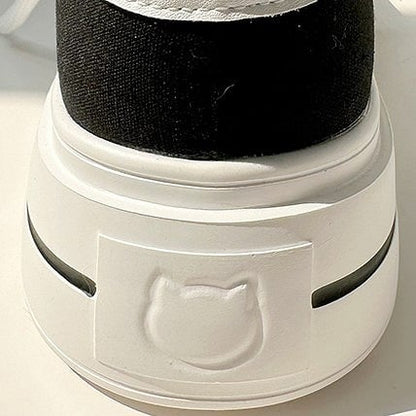 Closure Paw Lace-up Sweet Canvas Lolita Platform Sneakers-Cat Prints Black