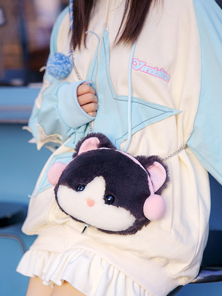 Embroidery Plush Plushie A Kitty Letter Backpack And Heart With PinkGray Detachable