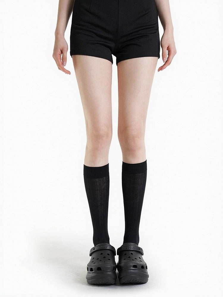 4 Colors Solid Minimalist Ribbed Calf Socks - ModaSwings