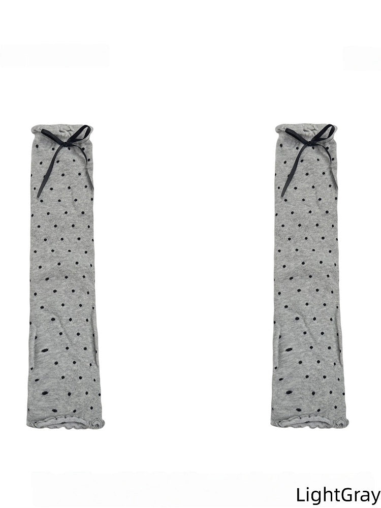 4 Colors Polka Dot Pattern Bow Decorated Ruffled Leg Warmers