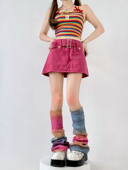 Gradient 2 Leg - Rainbow Knit Colors Warmers