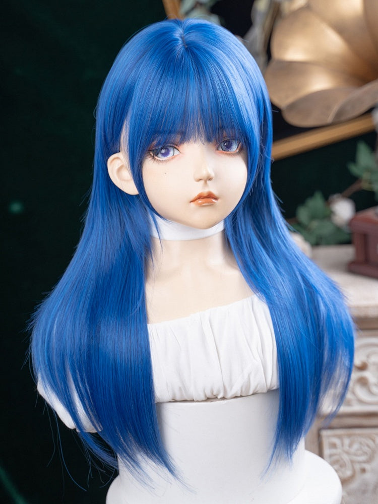 Bangs Full Wig Straight Blue 63CM With Length