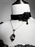 with Pendant Rose Flower Black Choker