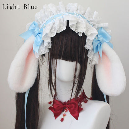 Lop Rabbit Ear Bowknot Details Lace Trim Hairband