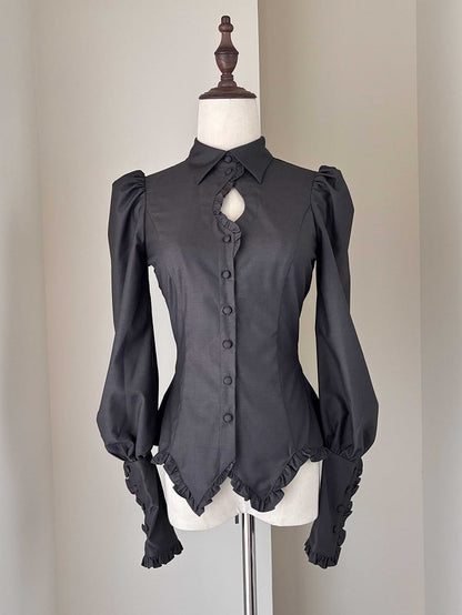 Long Shirt Sleeves Lolita Dark Gray Gothic