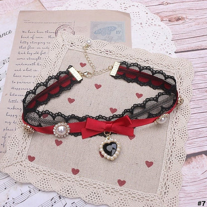 Options Bowknot Color Charm Heart Jirai Lace Kei 18 Choker