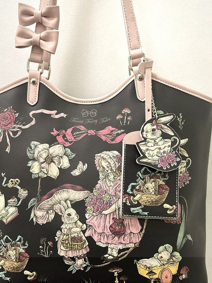 Tote Black with Fairy Tale Straps Vintage Lolita Bowknot Bag