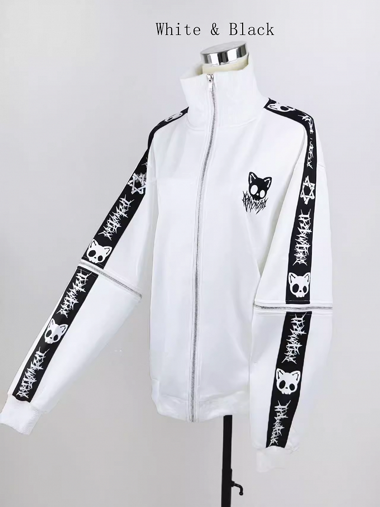 Landmine Skull Embroidered Colors Kei Sleeves | Jacket Detachable Cat in 6