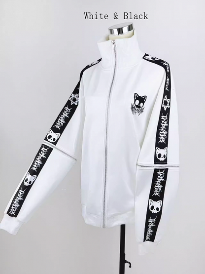 Landmine Skull Embroidered Colors Kei Sleeves | Jacket Detachable Cat in 6