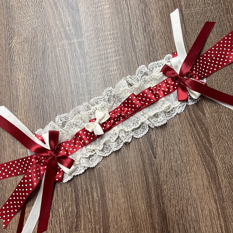 Pink Decorated Hairband Red Bows /