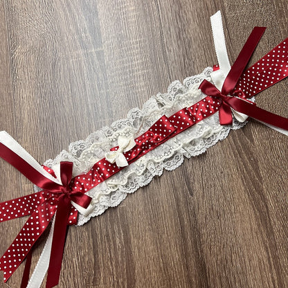 Pink Decorated Hairband Red Bows /