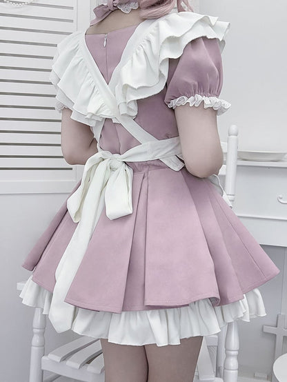 Pleats Set: Dress Style Dusty Pink Maid Kei Jirai Box