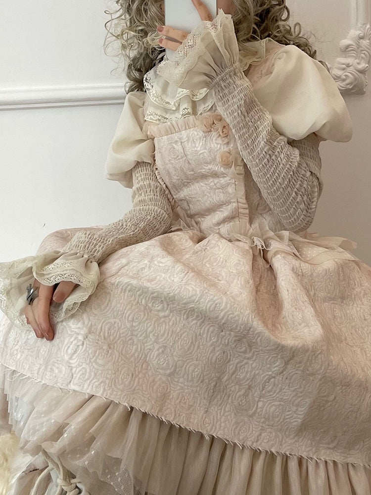 Sleeves Ruff Puff Beige Collar Blouse Lolita