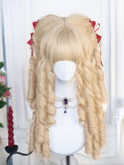 長さ：前髪カール、ウィッグ付き、フルローマンブロンド、50～55cm