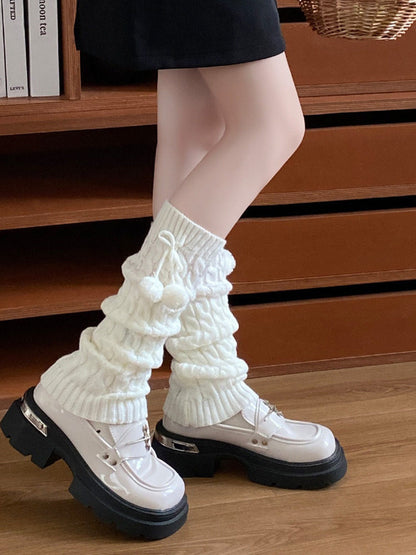 Lolita Warmers (6 Pom-Pom Cable-Knit Style Leg Colors)