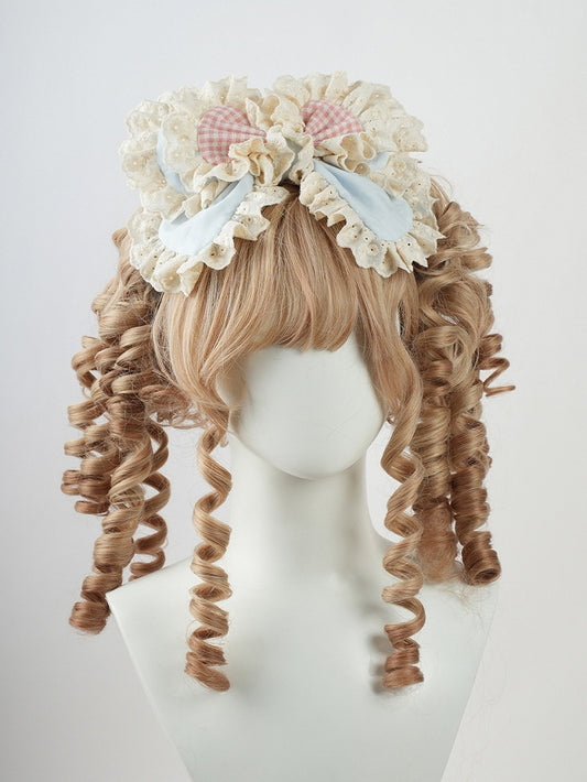 Süße Lolita Blau und Rosa große Schleife Rüschen Spitzenbesatz KC