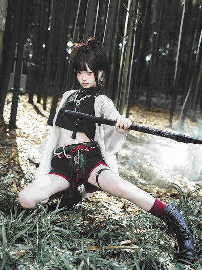 Low with Black Red Waist Cuffs Shorts Trimming