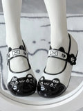 Black Kitty Paw Mary Jane Flats by DokiDoki Shoes